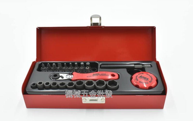 ANEX {安耐適} NO.525-28B 超極薄 52齒 L型棘輪螺絲起子 棘輪扳手組 日本製,手工具