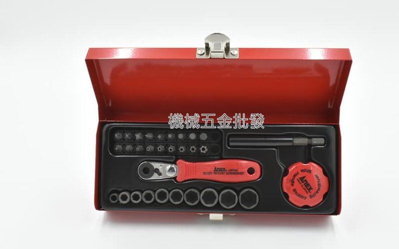 ANEX {安耐適} NO.525-28B 超極薄 52齒 L型棘輪螺絲起子 棘輪扳手組 日本製,手工具