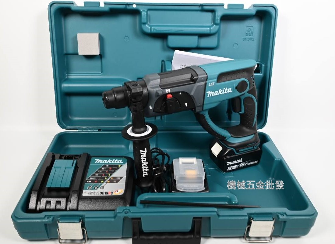 makita {牧田} DHR202RTE 18V5.0A 充電式四溝三用電鑽 鎮動電鑽 鎚鑽,電動工具