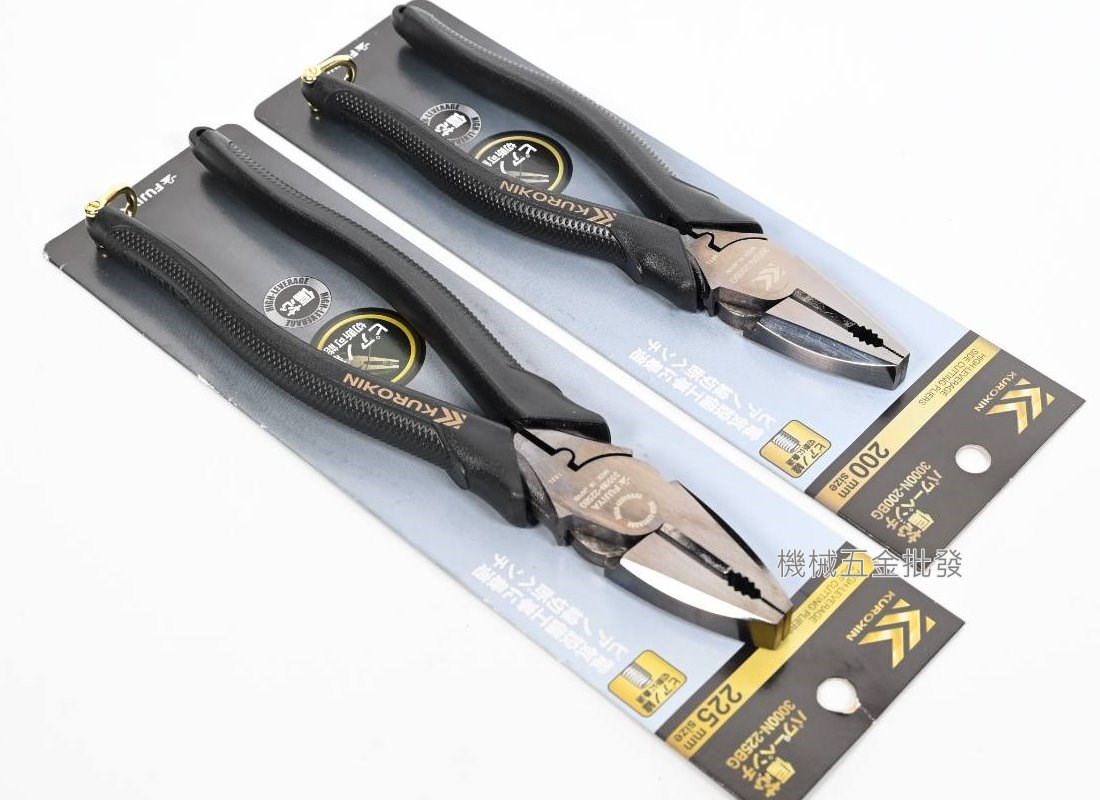 FUJIYA {富士箭} 3000N-200BG / 3000N-225BG 偏芯強力膠柄鋼絲鉗 黑金系列,手工具