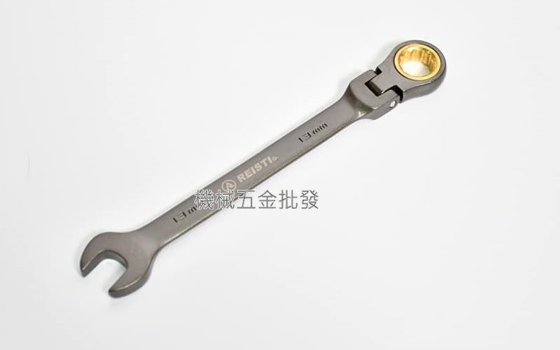  REISTI {瑞士釘} 搖頭式棘輪梅花扳手 高扭力黑金鋼鍍鎳扳手,手工具