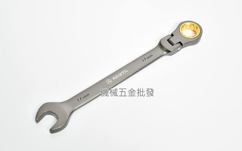  REISTI {瑞士釘} 搖頭式棘輪梅花扳手 高扭力黑金鋼鍍鎳扳手,手工具