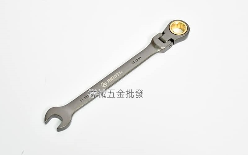  REISTI {瑞士釘} 搖頭式棘輪梅花扳手 高扭力黑金鋼鍍鎳扳手,手工具