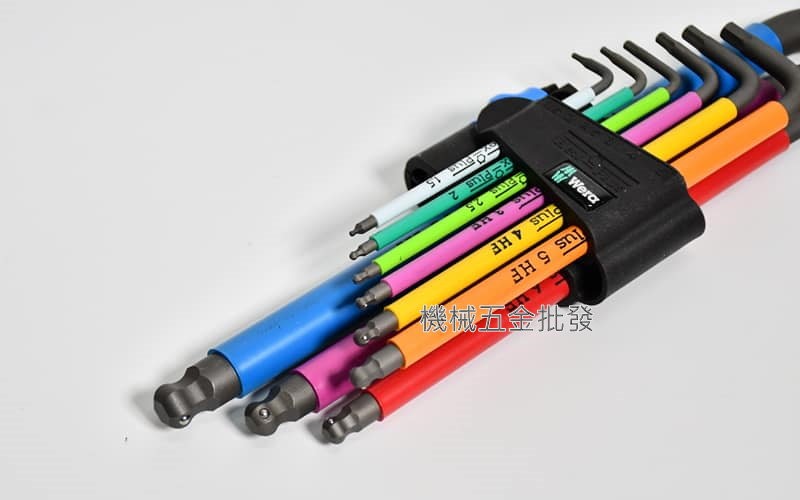 德國 Wera 950 SPKL / 9HF 彩色膠套固定鋼珠球頭六角扳手 9支組,手工具