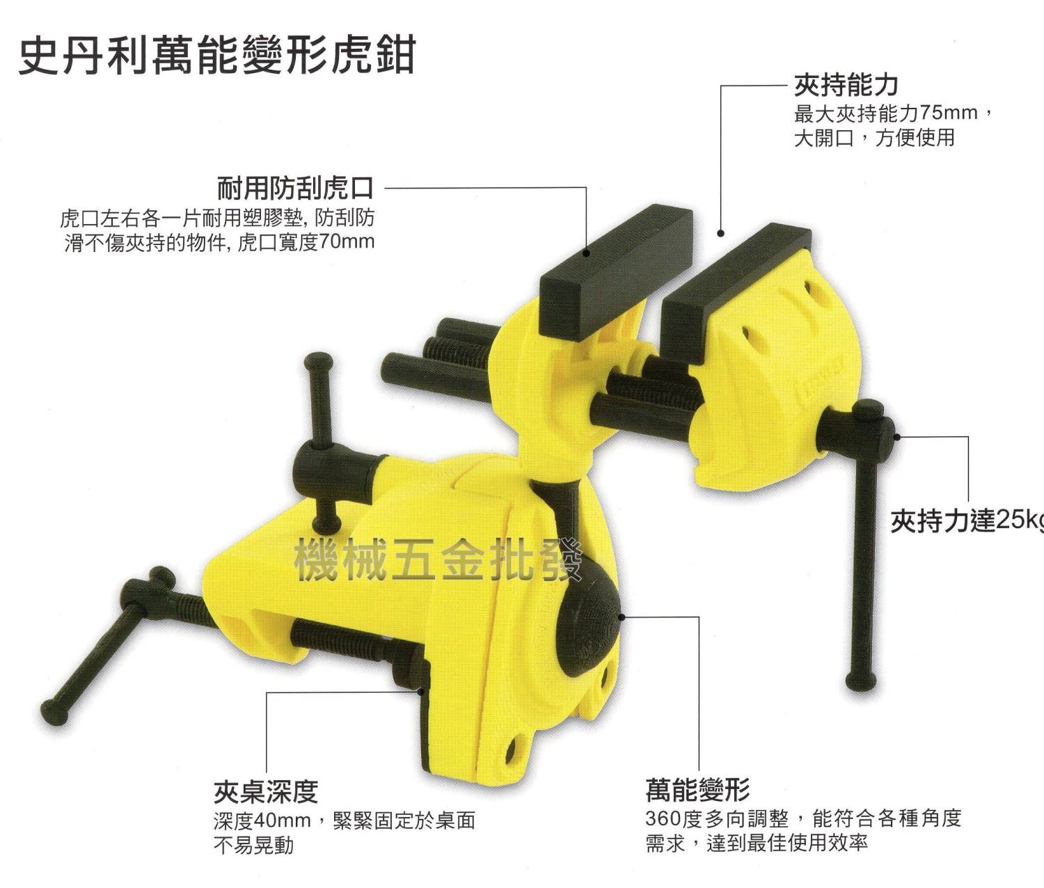 美國史丹利 83-069M 3"萬能變形虎鉗 桌上萬力 工作夾鉗,手工具