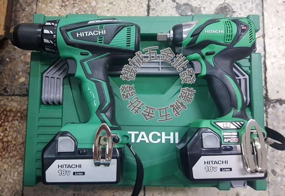 HITACHI {日立}超值組合雙機組18V 限量兩組WR18DBAL衝擊扳手+ DV18DBEL震動電鑽,電動工具