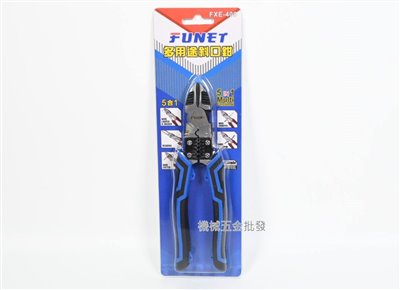 FUNET {泓海電工} FXE-400 五合一 多用途斜口鉗 電工鉗 剪斷 剝線 壓著 修毛邊